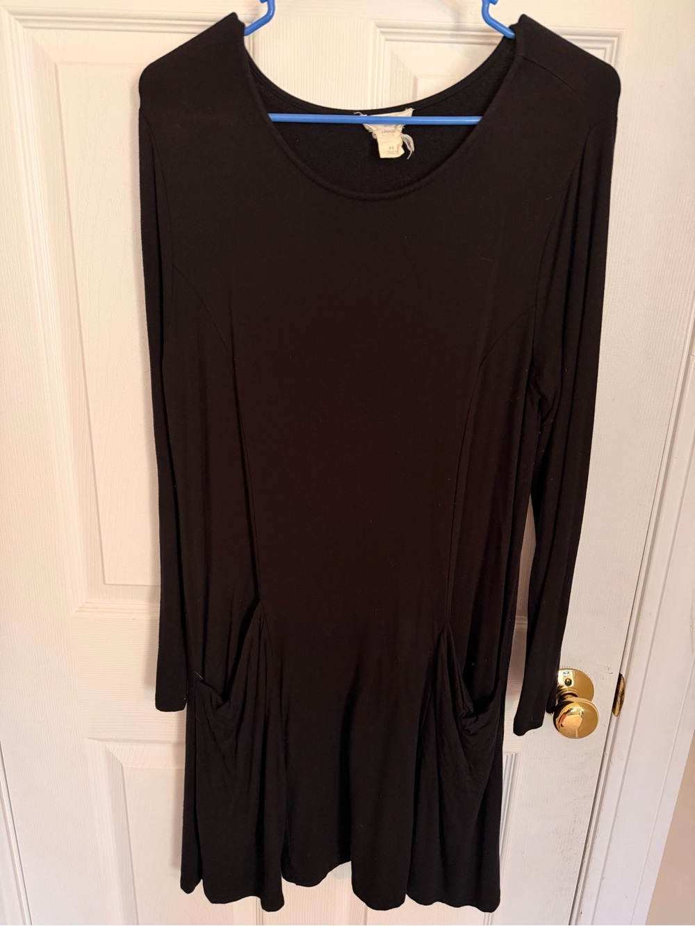 LOF Black Long Sleeve Pocket Dress